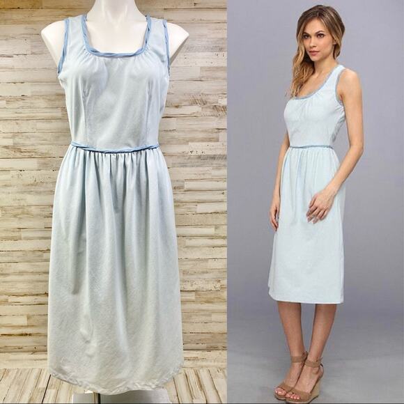 Levi’s Made and Crafted Chambray Splash Dress Womens Size 0 Blue with Pockets - Picture 1 of 14